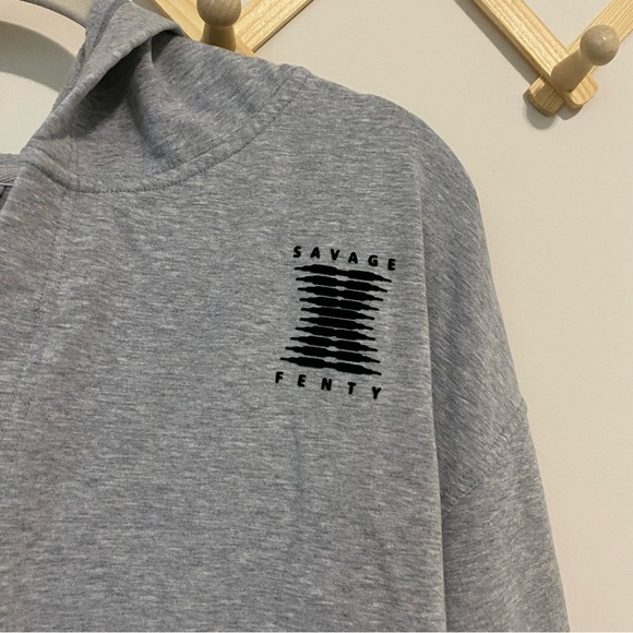 Savage x Fenty Gray Hooded Short Robe size XS/S - Picture 8 of 12